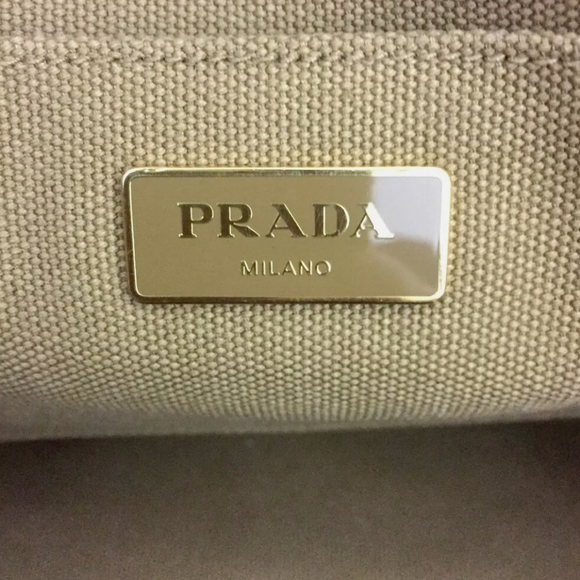 PRADA CANAPA BEIGE CANVAS HAND BAG/W SHOULDER STRAP/2922 - Picture 10 of 13